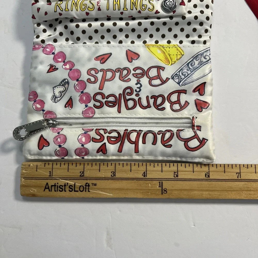 Brighton Chic Du Jour Jewelry Roll Travel Storage Zippered Pockets Tie Closure